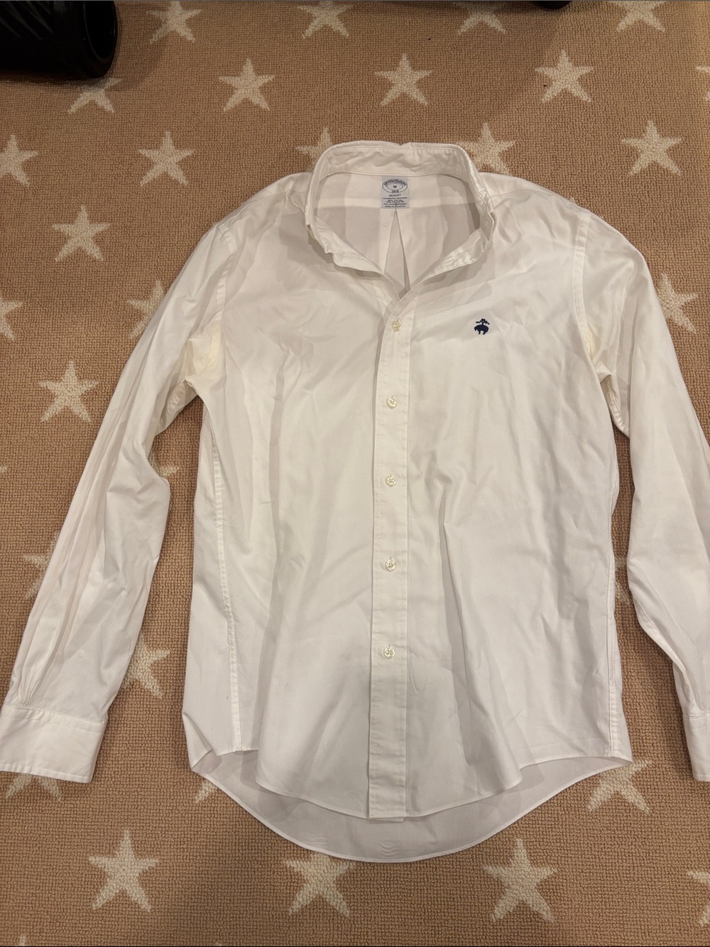 BROOKS BROTHERS Classic White Button-Down Shirt with Embroidered Logo - Men's